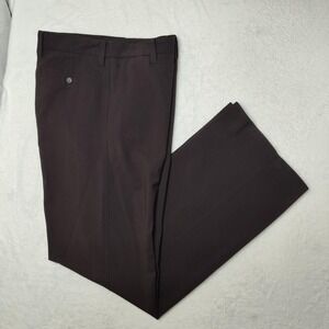 Hugo Boss Dress Pants Mens 36x36 Brown Wool Stretch Flat Front Halm Trousers